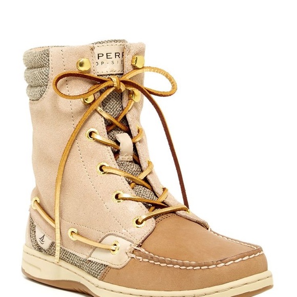 Sperry Shoes - Sperry Top-Sider HIKERFISH Lace-Up Boots 7.5 Linen & Gold Accents